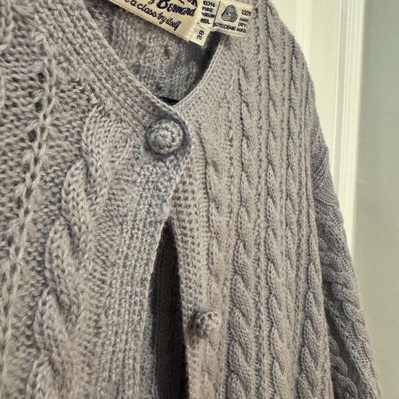 Vintage Grey Wool Cable Knit Button Up Cardigan - Size 38 - Picture 5 of 9